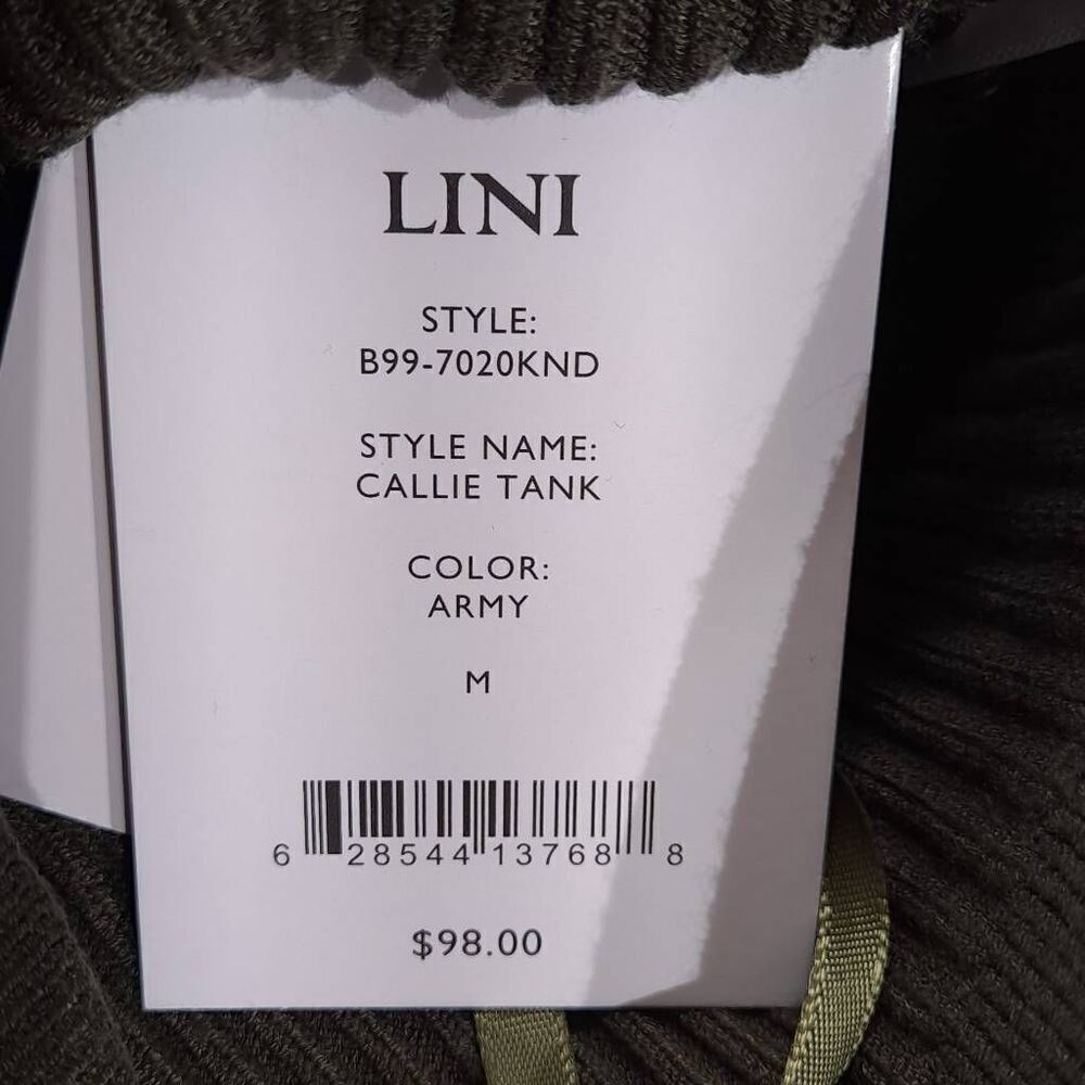LINI for Bloomingdale's Callie Tank Top Army Medium - Picture 4 of 7